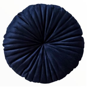 Almofada Redonda Veludo Rendy Azul Marinho
