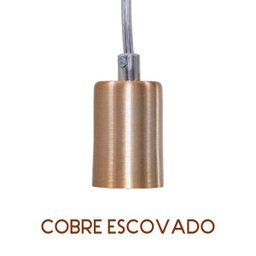 Kit Com 3 Pendentes Tubo Cilindro Alumínio 6cm E27 Cobre Escovado St458 - 4