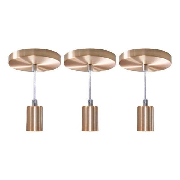 Kit Com 3 Pendentes Tubo Cilindro Alumínio 6cm E27 Cobre Escovado St458 é boa?