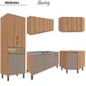 Cozinha Modulada de Canto Completa 8 Peças Beatriz Nogal Damasco - 2