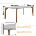 Ver imagem 3 de Mesa Sala de Jantar Liz 180cm em Mdf e Vidro com Canto Copo