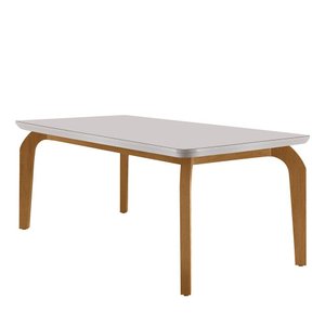 Mesa Sala de Jantar Liz 180cm em Mdf e Vidro com Canto Copo
