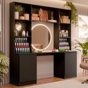 Ver imagem 2 de Mesa de Manicure Profissional com Estante 2 Portas 5 Prateleiras Smart Multimóveis MP6069 Preto