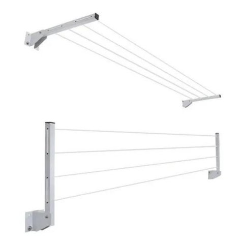Varal de Roupa Articulado Retratil Aluminio Parede e Muro 4 Mts Não Enferruja