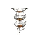 Ver imagem 2 de Fruteira Artesanal em Ferro e Madeira Pequena Retangular ou Redonda 3 Andares