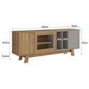 Ver imagem 4 de Rack Emovell B161 2 Portas 4 Nichos para TV 65 Polegadas 162cm MDP Mel e Fume Design Ripado