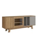 Ver imagem 3 de Rack Emovell B161 2 Portas 4 Nichos para TV 65 Polegadas 162cm MDP Mel e Fume Design Ripado