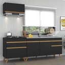 Ver imagem 1 de Cozinha Compacta Veneza GB Multimóveis MP2074 com Armário e Balcão Preta