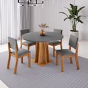 Ver imagem 2 de Conjunto Sala de Jantar 4 Lugares Redondo Tampo de MDF Toquio Cobre/Cinza - Casa Giulia
