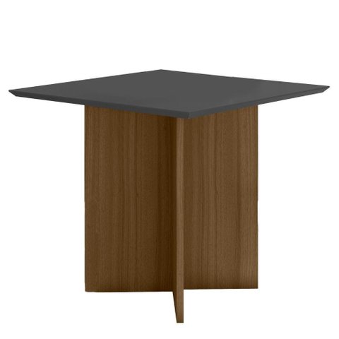 Mesa de Jantar Retangular Tampo Chanfrado sem Vidro 90cm Helô Poliman Móveis Carvalho com Grafite