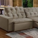 Ver imagem 2 de Sofá Retrátil Reclinável 7 Lugares 350cm com Pillow Veludo Bege Alasca Megasul