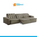 Ver imagem 5 de Sofá Retrátil Reclinável 7 Lugares 350cm com Pillow Veludo Bege Alasca Megasul