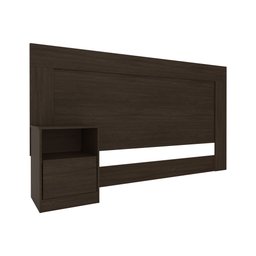 Cabeceira Casal com Mesa de Apoio 1 Gaveta 180cm London Ébano Touch - Demóbile - 1