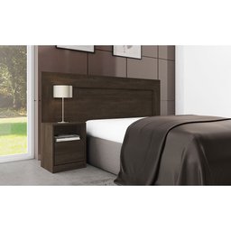 Cabeceira Casal com Mesa de Apoio 1 Gaveta 180cm London Ébano Touch - Demóbile - 3
