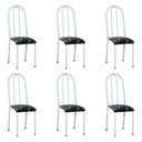 Ver imagem 1 de Kit 6 Cadeiras de Cozinha Flórida Estampado Preto Florido Pés de Ferro Branco - Pallazio