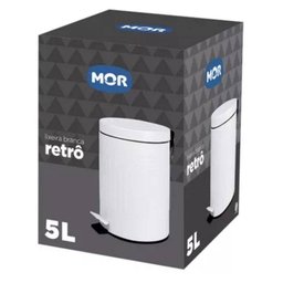 Lixeira Retrô 5 Litros Branca com Pedal Mor - 4
