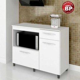 Balcão Multiuso Cooktop e Forno Micro-ondas Mali Branco - Lumil Móveis - 2 Balcão Multiuso Cooktop e Forno Micro-ondas Mali Branco - Lumil Móveis - 2