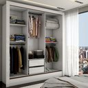 Ver imagem 2 de Guarda-roupa Casal Real 3 Portas 2 Gavetas Branco - Panorama Móveis