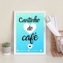 Ver imagem 2 de Quadro Cantinho Do Café Azul 24x18cm - com vidro:Madeira branca