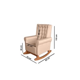 Poltrona Amamentação Aquila Luxo Balanço com Puff Linho Bege Ideal Móveis - 4