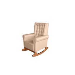 Poltrona Amamentação Aquila Luxo Balanço com Puff Linho Bege Ideal Móveis - 3