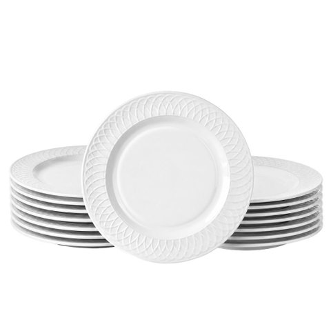 Jogo 12 Pratos Rasos Hauskraft Divine 26,5cm Branco