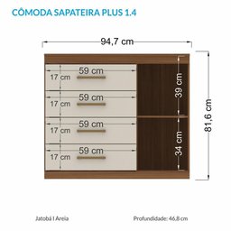 Cômoda Sapateira Havana Plus 1.4 com Porta e 4 Gavetas Jatobá/areia - Santos Andirá - 4