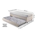 Ver imagem 2 de Bicama Box Solteiro Linho Bege 96x203x28 Cm com Colchão Hanover Inducol Molas Ensacadas