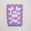 Ver imagem 1 de Capa Decorativa para Espelho de Interruptor, Formato Ondulado:lilás com Borboletas Brancas