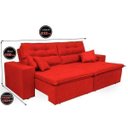 Ver imagem 2 de Sofá Cairo 2,32M Retrátil e Reclinável com Molas e Pillow No Assento Tecido Suede