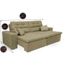 Ver imagem 2 de Sofá Cairo 2,52M Retrátil e Reclinável com Molas e Pillow No Assento Tecido Suede