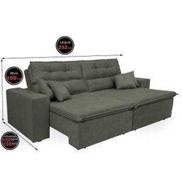 Sofá Cairo 2,52M Retrátil e Reclinável com Molas e Pillow No Assento Tecido Suede - 2