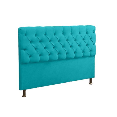 Cabeceira Decorativa Lana Estofada para Cama Box Solteiro 90 Cm - Sv Decor:azul Turquesa