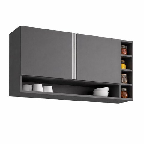 Armário Aéreo Vanessa 105cm 2 Portas MDP Nicho Cinza Desk Design