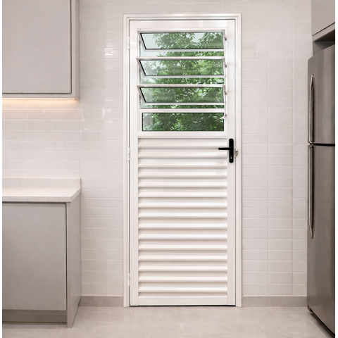 Porta Basculante Alumínio Branco 210x80 Lado Esquerdo Linha 25 Esmeralda