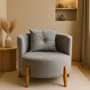 Ver imagem 1 de Poltrona Orgânica Curva Luna Veludo Cinza Claro - Montanaris Decor