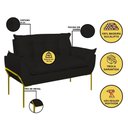 Ver imagem 7 de Poltrona Sofá Luxo Base Metal Dourado Recepção Escritório Cor:preto