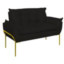 Ver imagem 4 de Poltrona Sofá Luxo Base Metal Dourado Recepção Escritório Cor:preto