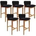 Ver imagem 1 de Kit 05 Banquetas Alta para Cozinha Sala de Jantar Bar Dara L02 Bouclê Preto - Lyam Decor
