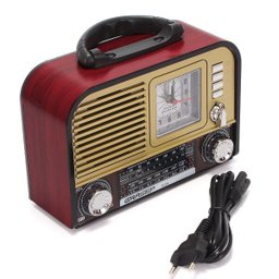 Rádio Caixa Som Bluetooth Am FM Vintage Retro Bateria USB Sd Ve - 3