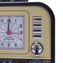 Rádio Caixa Som Bluetooth Am FM Vintage Retro Bateria USB Sd Ve - 4