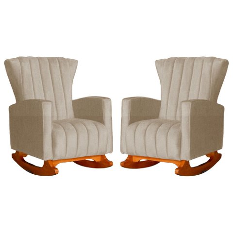 Kit 2 Poltronas Estofada Balanço Melinda Suede Cappuccino