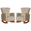 Ver imagem 1 de Kit 2 Poltronas Estofada Balanço Melinda Suede Cappuccino