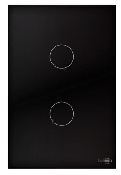 Interruptor Touch Espelho em Acrílico 2 Botões Glass Lumenx Preto