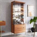 Ver imagem 1 de Cristaleira Adhalia Decorativa com Espelho, Iluminação Led, Vidro 4mm, Gavetas Telescópicas Mdf