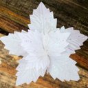 Ver imagem 2 de Kit 10 Flores Artificial Gliter Enfeite Branco Natalino 25cm