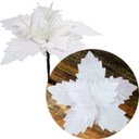 Ver imagem 1 de Kit 10 Flores Artificial Gliter Enfeite Branco Natalino 25cm