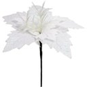Ver imagem 3 de Kit 10 Flores Artificial Gliter Enfeite Branco Natalino 25cm