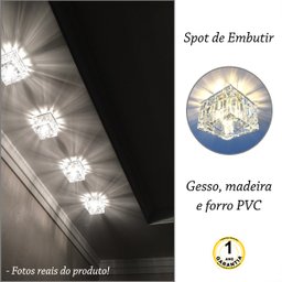 Spot Cristal K9 Embutir Quadrado 7cm Quarto Banheiro Ac974 - 3