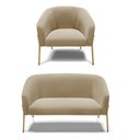 Ver imagem 1 de Sofá Namoradeira e Poltrona Pé de Ferro Dourado Stella Suede Marrom Rato D03 - D'Rossi